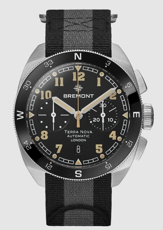 Best Bremont TERRA NOVA 42.5 CHRONOGRAPH Black Dial fabric strap Replica Watch